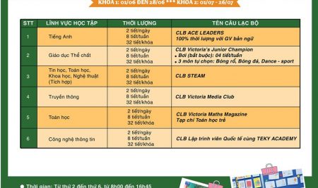 Thông tin Khóa học Trại hè THCS (Lớp 6): Victoria Thăng Long Summer Camp 2019