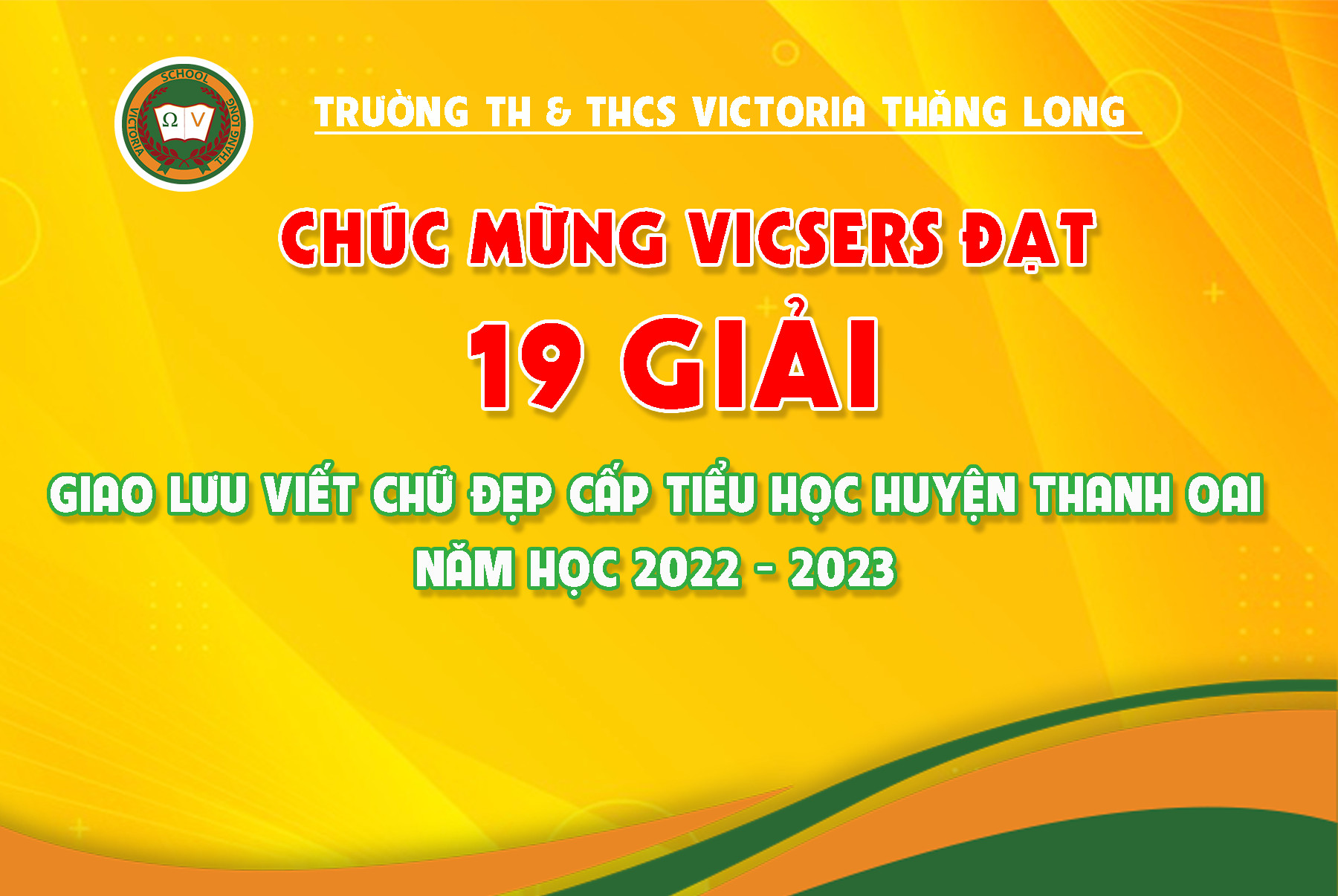 19 GIẢI CỦA VICSERS TẠI “GIAO LƯU VIẾT CHỮ ĐẸP BẬC TIỂU HỌC” HUYỆN THANH OAI