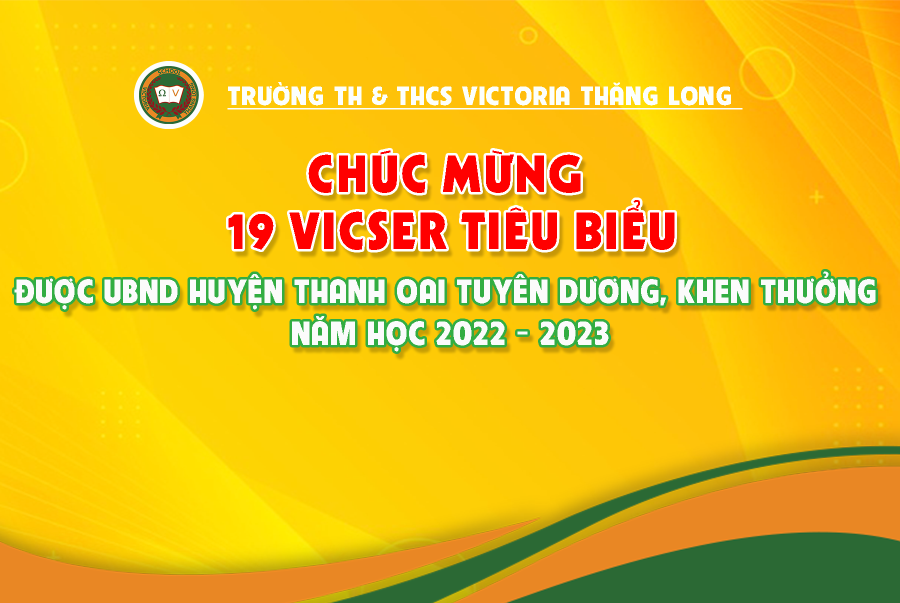 CHÚC MỪNG 19 VICSER TIÊU BIỂU, CÓ THÀNH TÍCH XUẤT SẮC TRONG HỌC TẬP ĐƯỢC UBND HUYỆN THANH OAI TUYÊN DƯƠNG, KHEN THƯỞNG NĂM HỌC 2022 – 2023