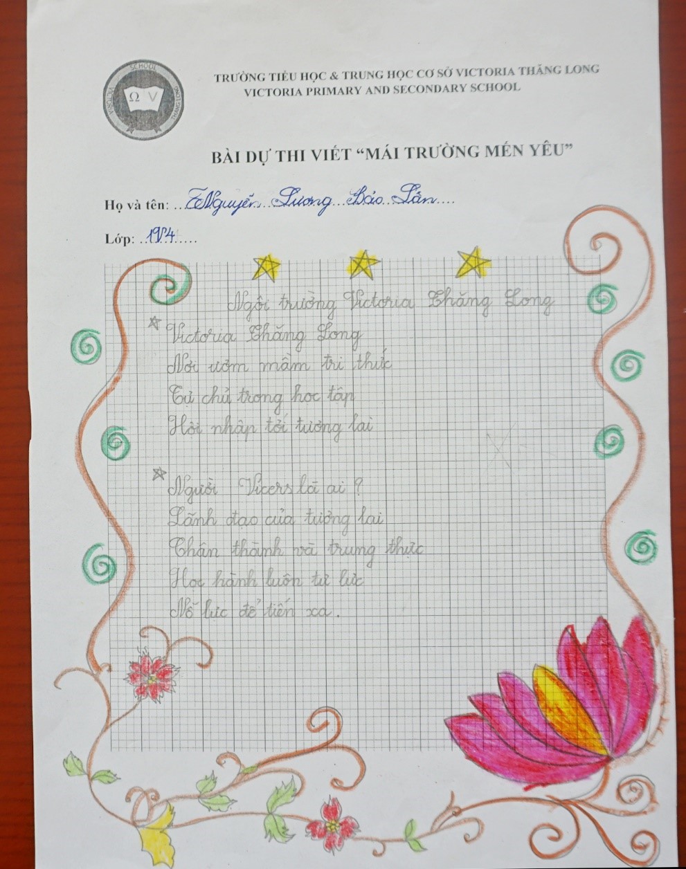 Mái trường mến yêu Victoria Thăng Long