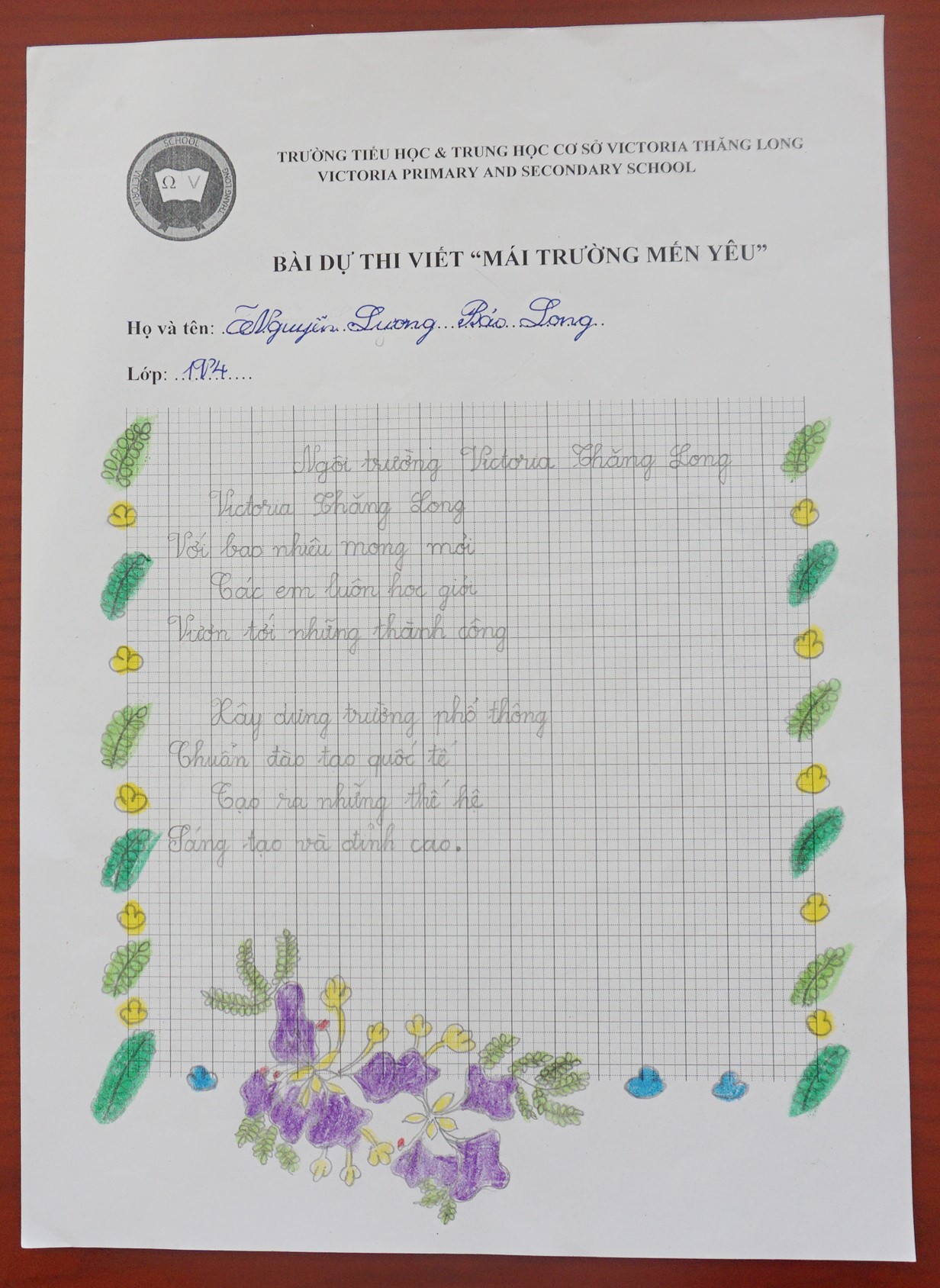 Mái trường mến yêu Victoria Thăng Long