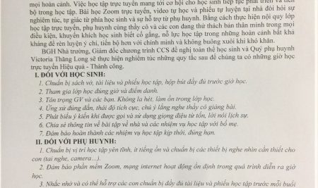 Quy tắc lớp học trực tuyến hiệu quả (dành cho PH & HS Victoria Thăng Long)