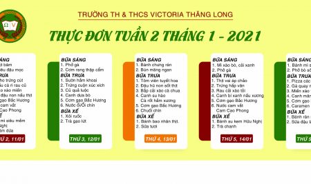 Thực đơn tuần 2 tháng 1 năm 2021 (11/01 – 15/01/2021)