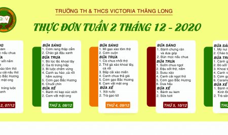 Thực đơn tuần 2 tháng 12/2020 (07/12 – 11/12/2020)
