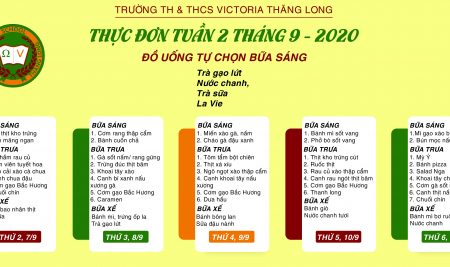 Thực đơn tuần 2 tháng 9/2020 (7-11/9/2020)