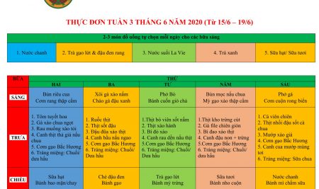 Thực đơn Victoria Thăng Long School – Tuần 3 tháng 6 năm 2020