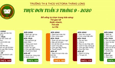 Thực đơn tuần 3 tháng 9/2020 (14/9-18/9/2020)