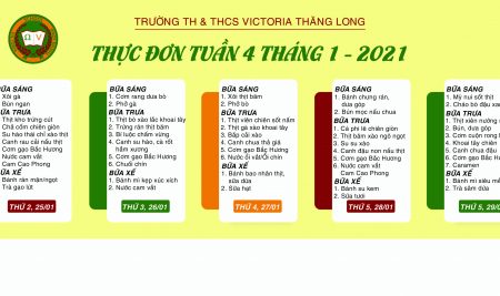 Thực đơn tuần 4 tháng 1/2021 (25/01 – 29/01/2021)