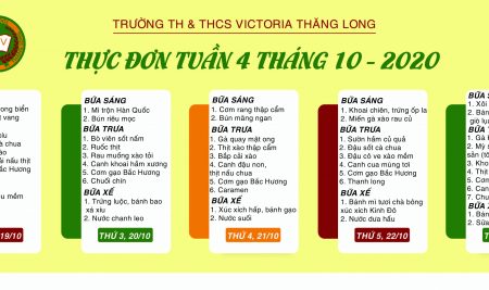 Thực đơn tuần 4 tháng 10 – 2020 (19/10 – 23/10/2020)