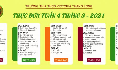 Thực đơn tuần 4 tháng 3 năm 2021 (22/3 – 26/3/2021)
