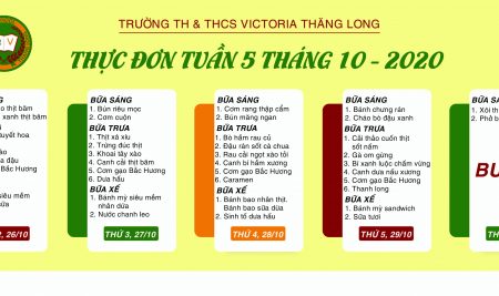Thực đơn tuần 5 tháng 10 – 2020 (26/10 – 30/10)