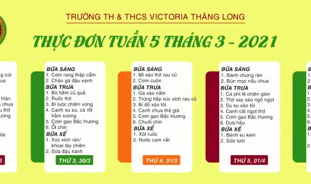 Thực đơn tuần 5 tháng 3/2021 (29/3 – 02/4/2021)